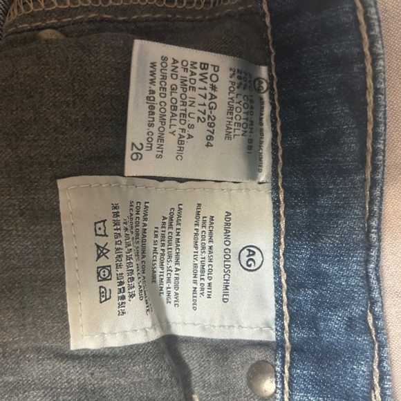 AG Adriano Goldschmied The Stevie slim straight Cuff Jeans Sz 26 - Picture 3 of 5